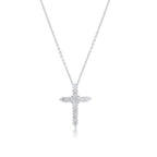 Rhodium 925 Silver Moissanite Studded Cross Necklace