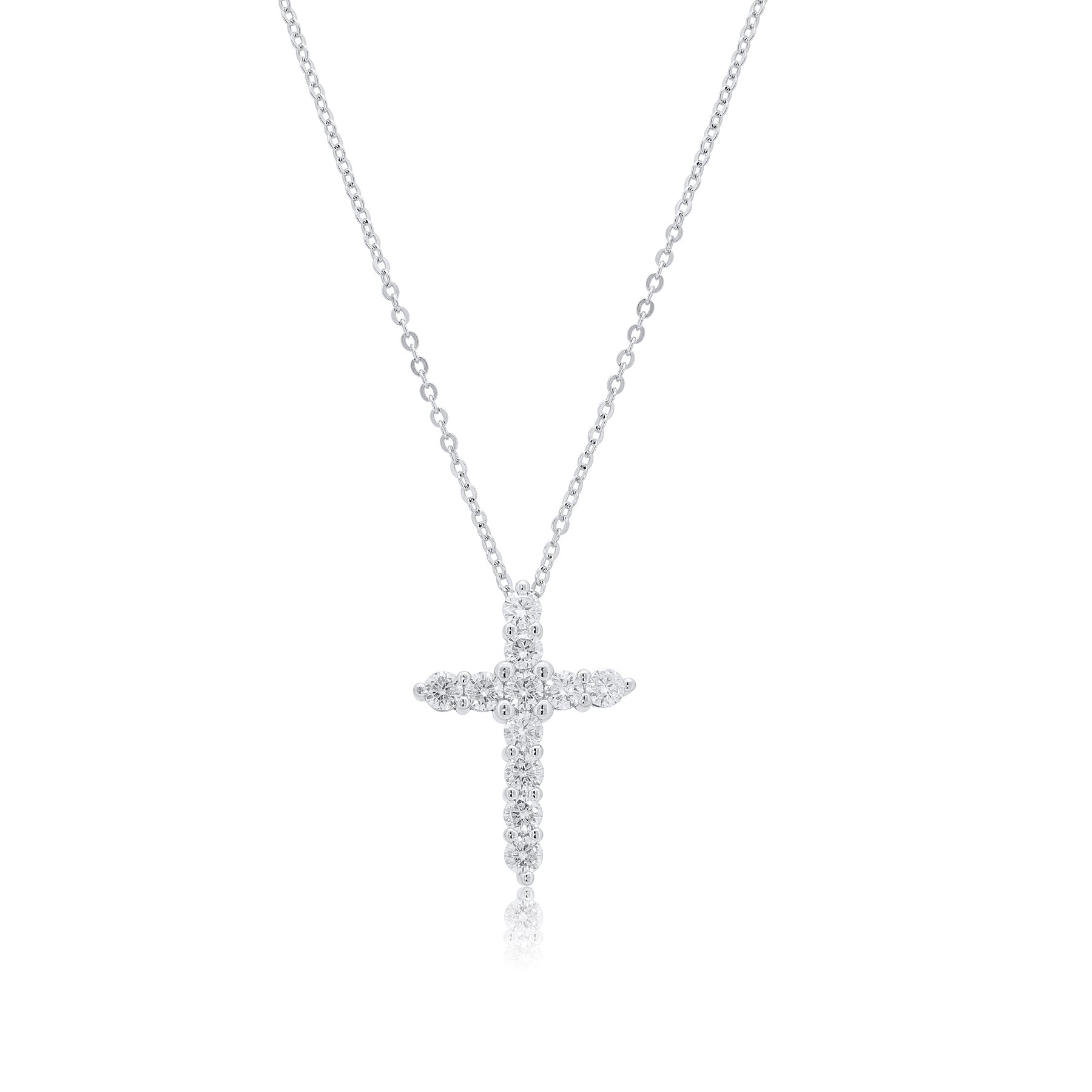 Rhodium 925 Silver Moissanite Studded Cross Necklace