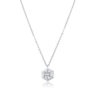 Rhodium 925 Silver Moissanite Hexagon Frame Necklace