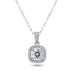 Rhodium 925 Silver Moissanite Halo Pendant Necklace