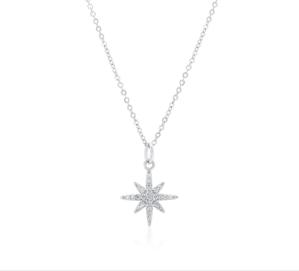 Rhodium 925 Silver Moissanite North Star Necklace