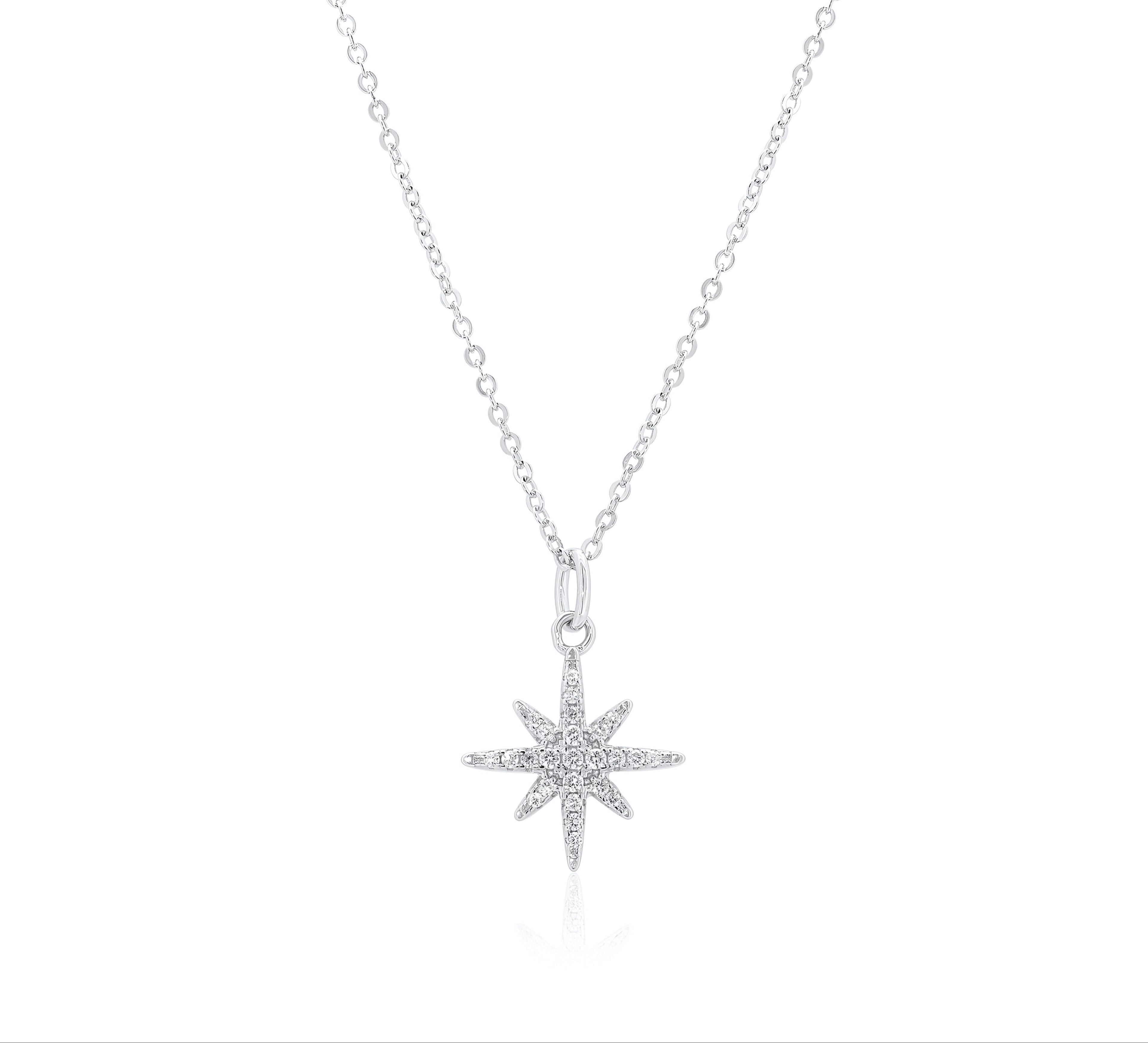 Rhodium 925 Silver Moissanite North Star Necklace