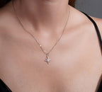 Rhodium 925 Silver Moissanite North Star Necklace