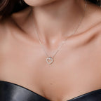 Rhodium 925 Silver Moissanite Heart Crown Necklace