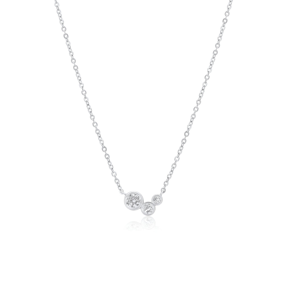 Rhodium 925 Silver Moissanite Round Cluster Necklace