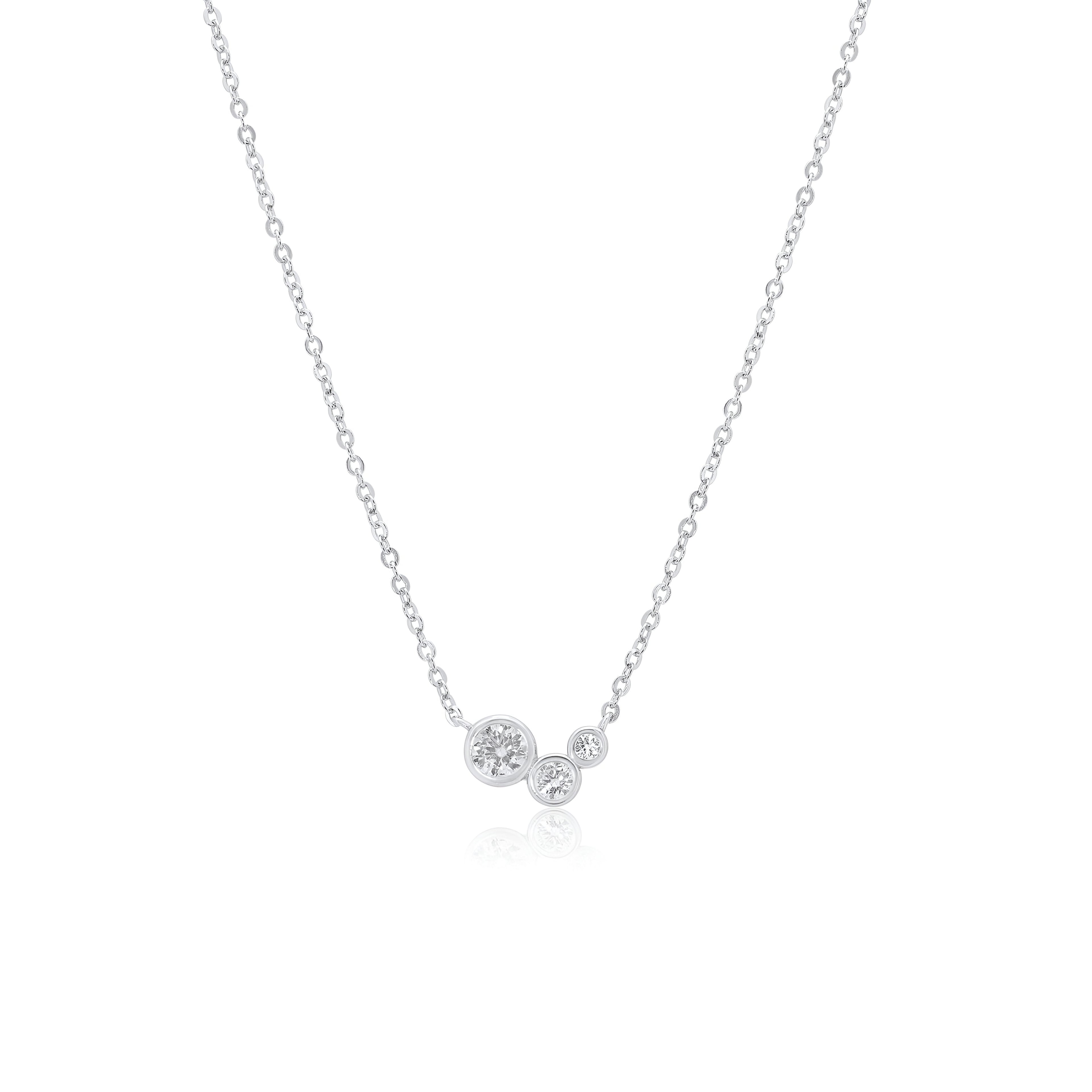 Rhodium 925 Silver Moissanite Round Cluster Necklace