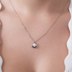 Rhodium 925 Silver Moissanite Hexagon Frame Necklace