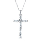 Rhodium 925 Silver Moissanite Cross Necklace