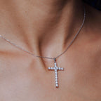 Rhodium 925 Silver Moissanite Cross Necklace