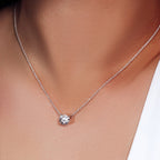 Rhodium 925 Silver Moissanite Solitaire Necklace
