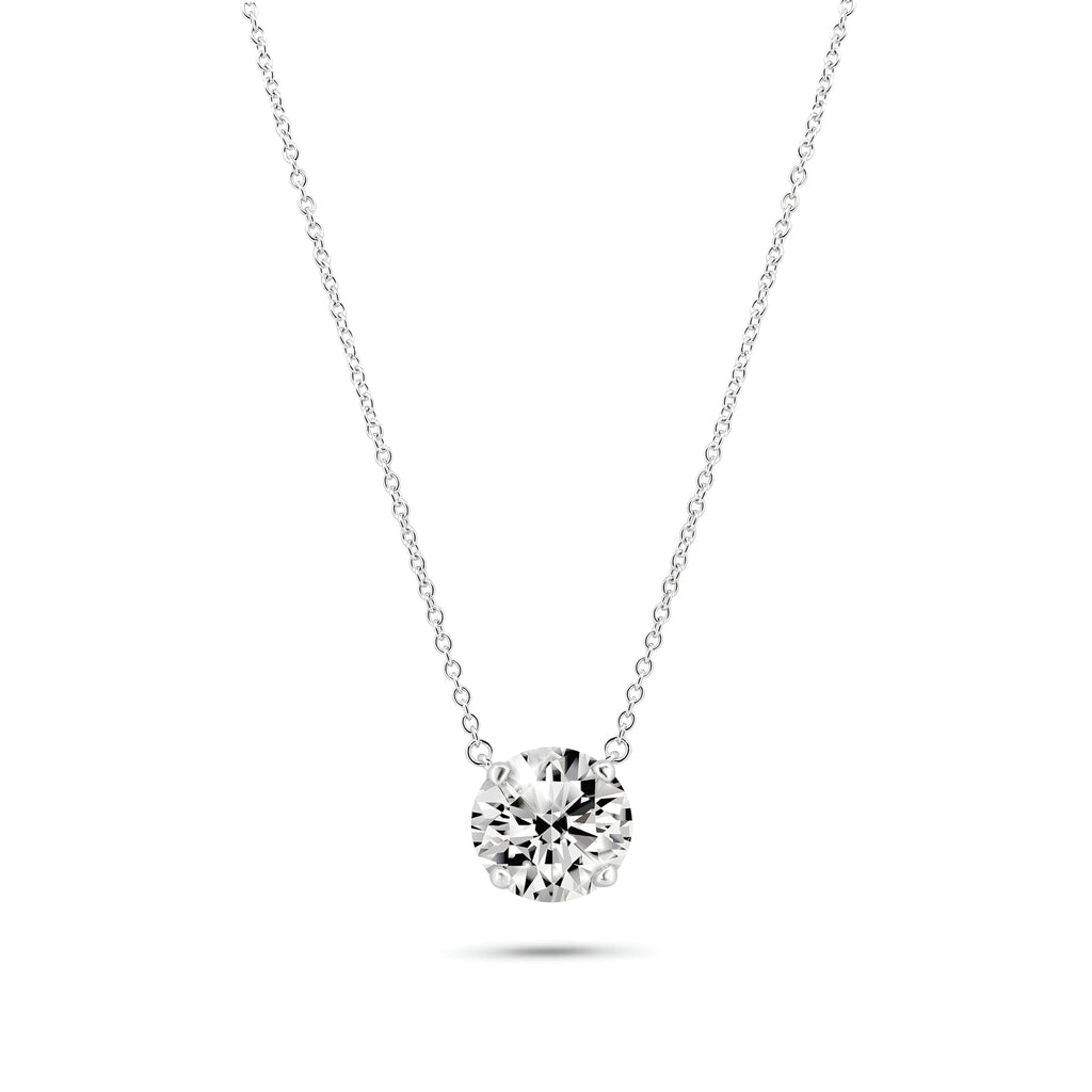 Rhodium 925 Silver Moissanite Solitaire Necklace