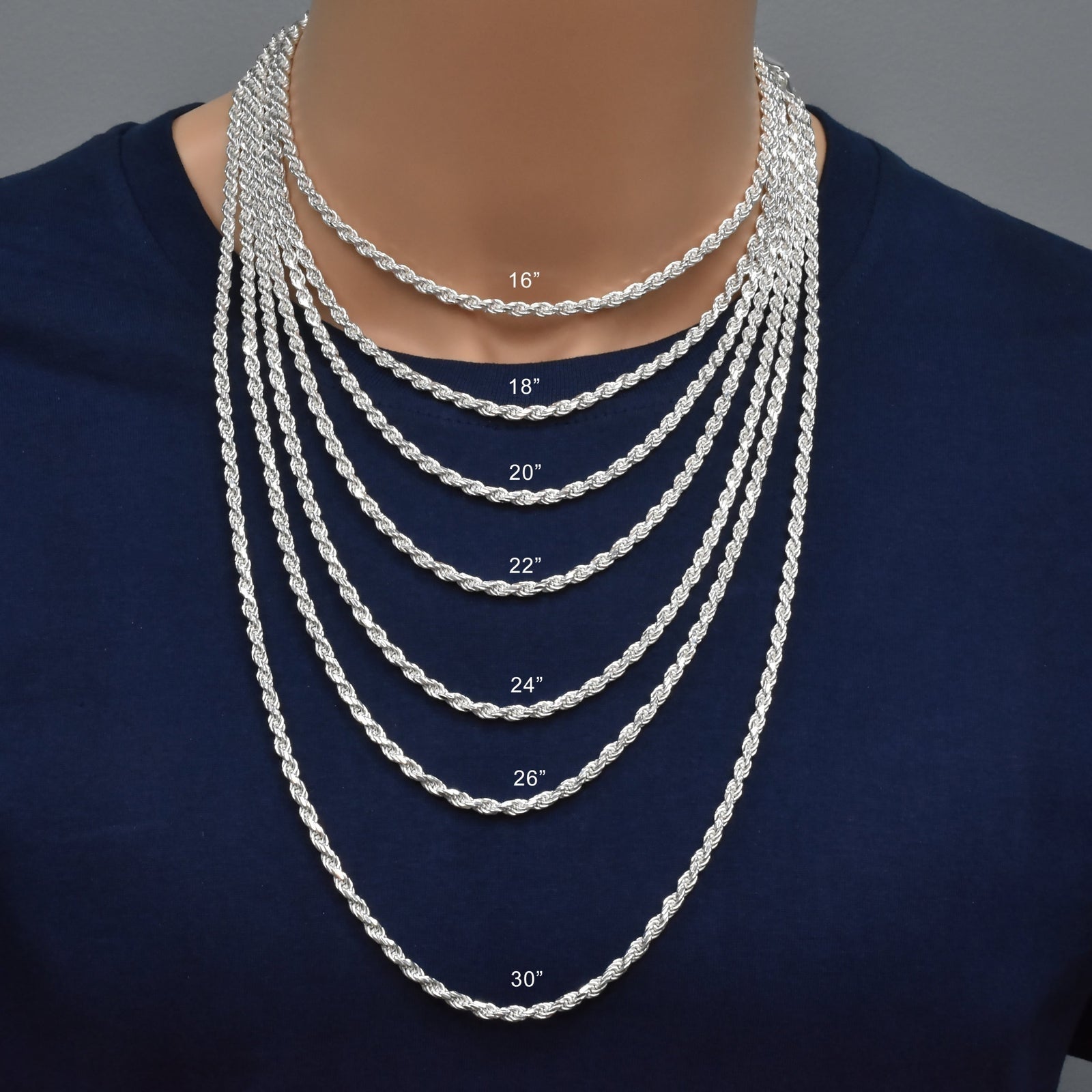 Italian 925 Silver Rope Links