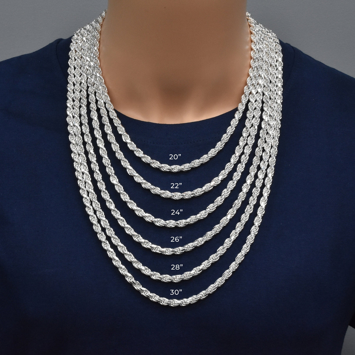 Italian 925 Silver Rope Links