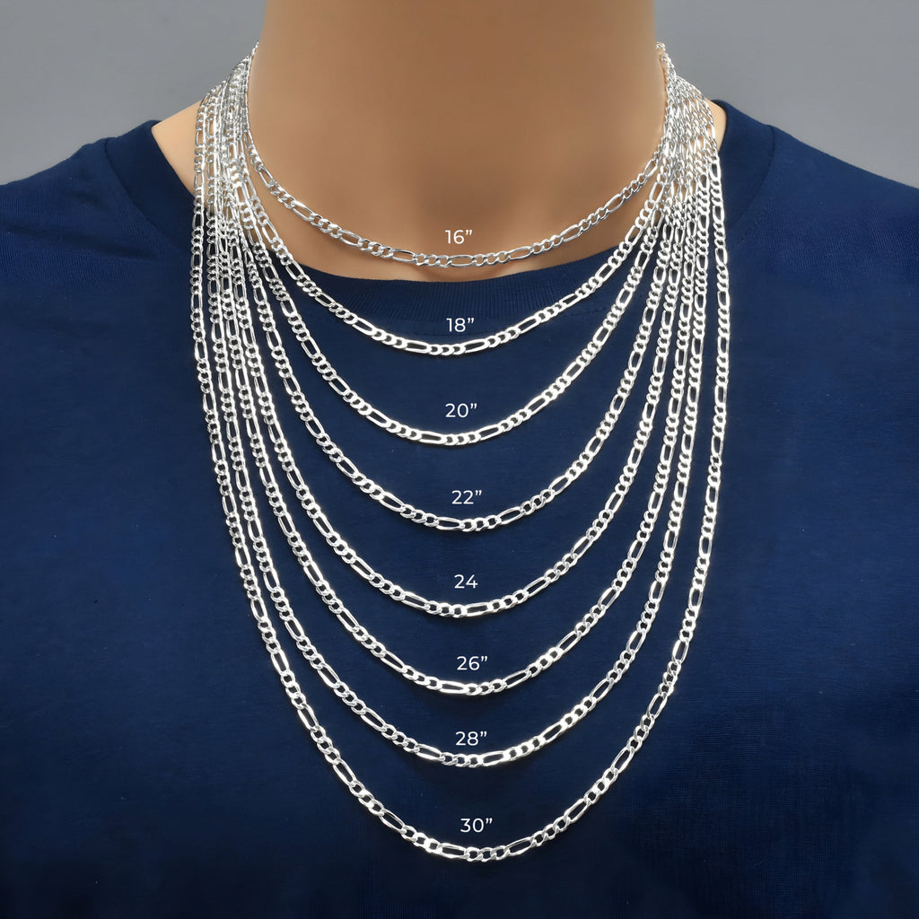 Italian 925 Silver Figaro Links