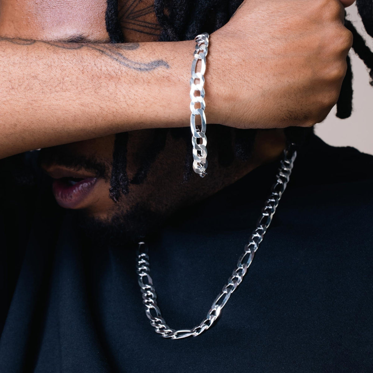 Italian 925 Silver Figaro Links