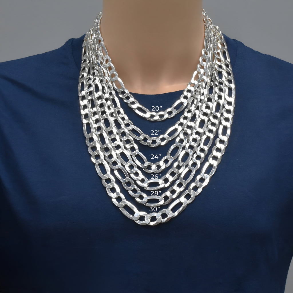 Italian 925 Silver Figaro Links