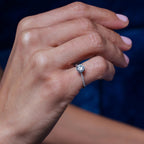 Rhodium 925 Silver Moissanite 1ct w Half Coverage Ring