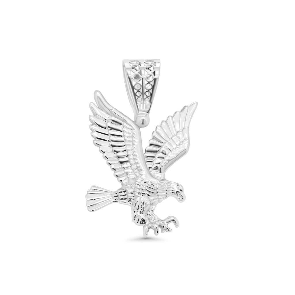 Rhodium-Plated 925 Sterling Silver American Eagle Pendant
