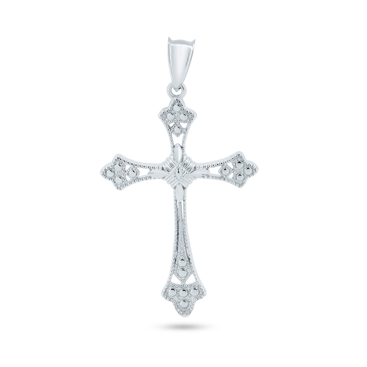 Rhodium-Plated 925 Sterling Silver Women’s Filigree Cross Pendant
