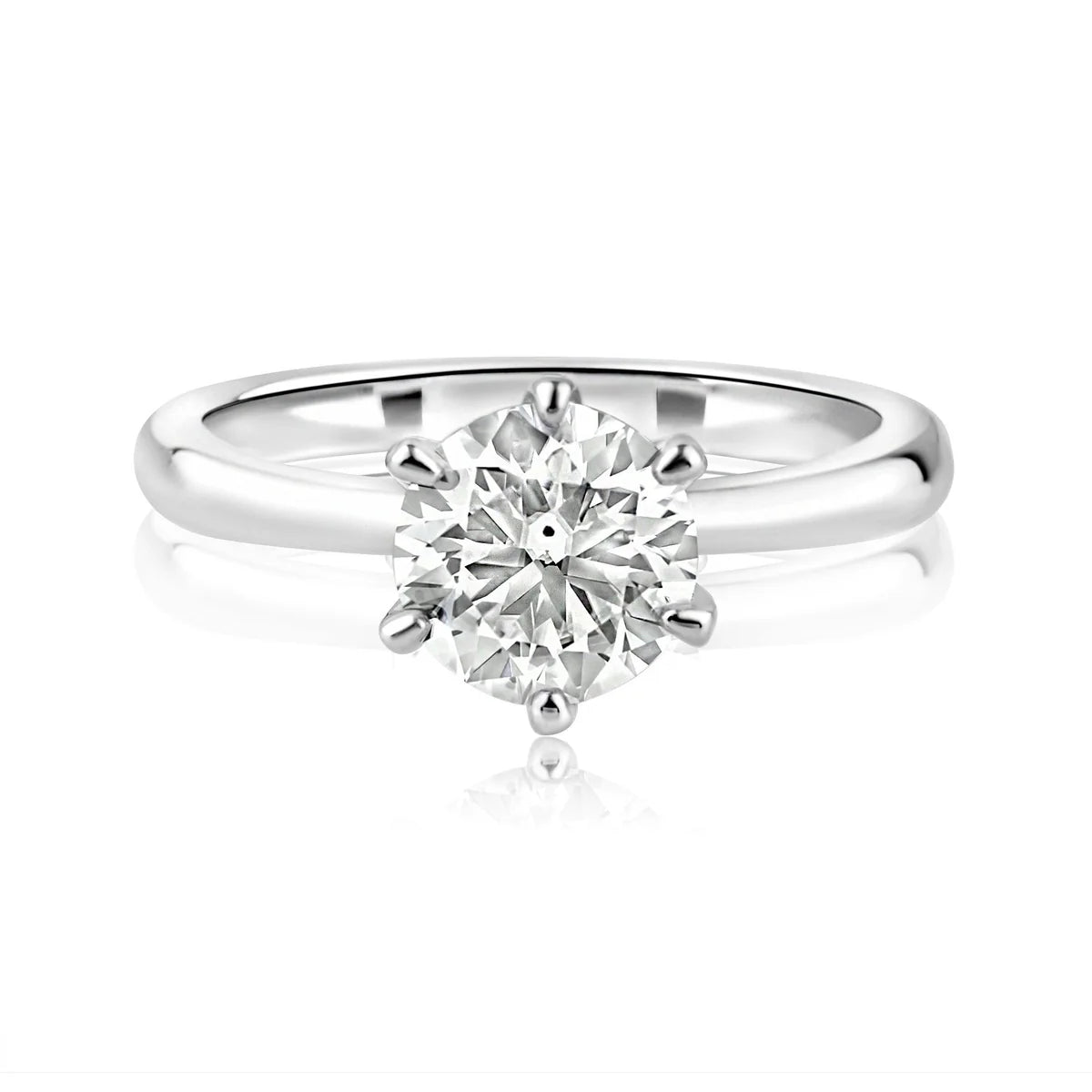 Rhodium 925 Silver Moissanite 1ct Solitaire Ring