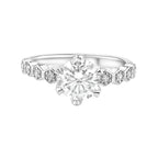 Rhodium 925 Silver Moissanite 1ct with Clear CZ Ring