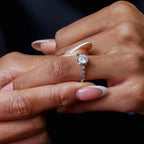 Rhodium 925 Silver Moissanite 1ct with Clear CZ Ring