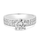 Rhodium 925 Silver Moissanite Double Row Shank Ring