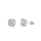 Rhodium 925 Silver 8MM Halo Moissanite Stud Earrings