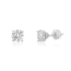 Rhodium 925 Silver Moissanite 4 Prong 6.5MM Stud Earrings