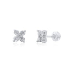 Rhodium 925 Silver Flower Moissanite Stud Earrings