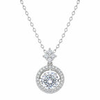 Rhodium 925 Silver 6.5MM Dancing Moissanite Adjustable Pendant Necklace