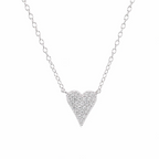 Rhodium 925 Silver Moissanite 8.5MM Pave Heart Adjustable Pendant Necklace