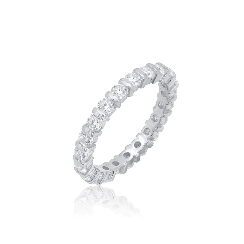 Rhodium 925 Silver Moissanite 2.8MM Eternity Band Ring