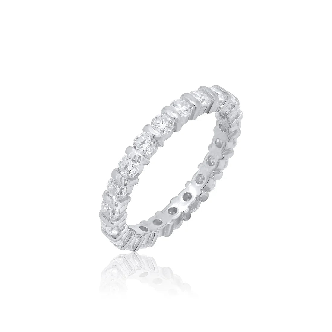 Rhodium 925 Silver Moissanite 2.8MM Eternity Band Ring