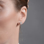 Rhodium 925 Silver 8MM Halo Moissanite Stud Earrings