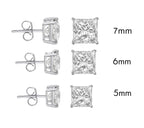 Rhodium 925 Silver Moissanite Princess Cut Push Back Earrings