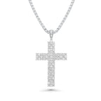 Rhodium 925 Silver Moissanite Iced Out Cross Pendant