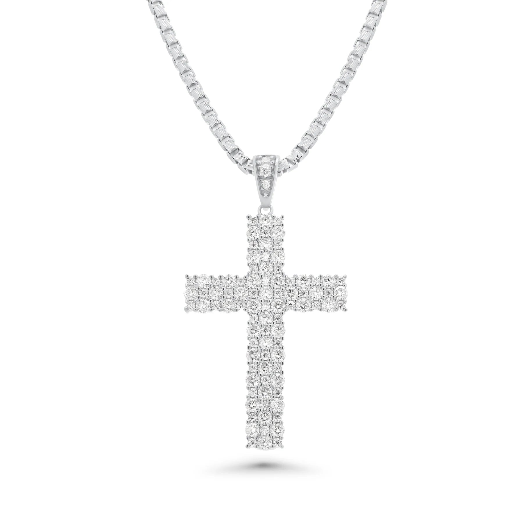 Rhodium 925 Silver Moissanite Iced Out Cross Pendant