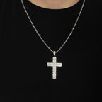Rhodium 925 Silver Moissanite Iced Out Cross Pendant