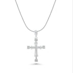 Rhodium 925 Silver Moissanite Double Layer Cross Pendant