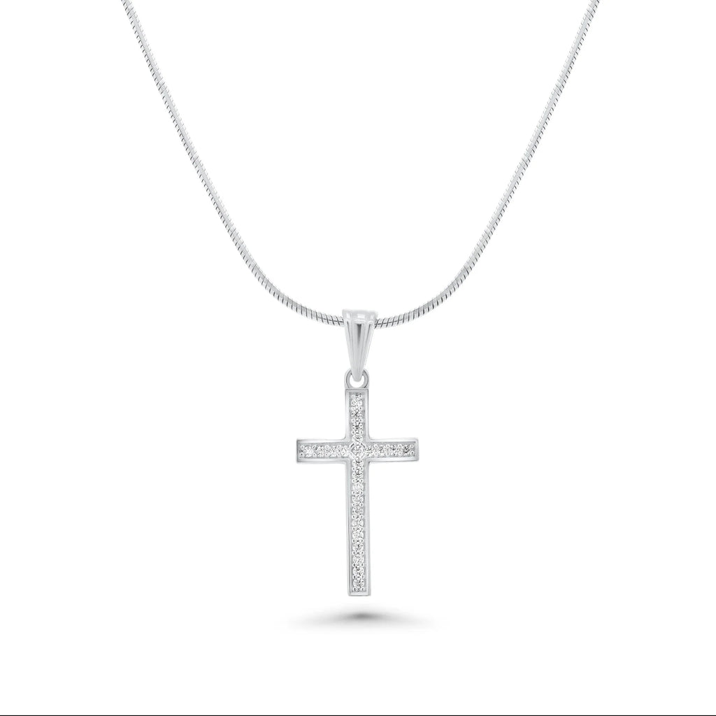Rhodium 925 Silver Moissanite Classic Cross Pendant