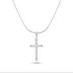Rhodium 925 Silver Moissanite Classic Cross Pendant
