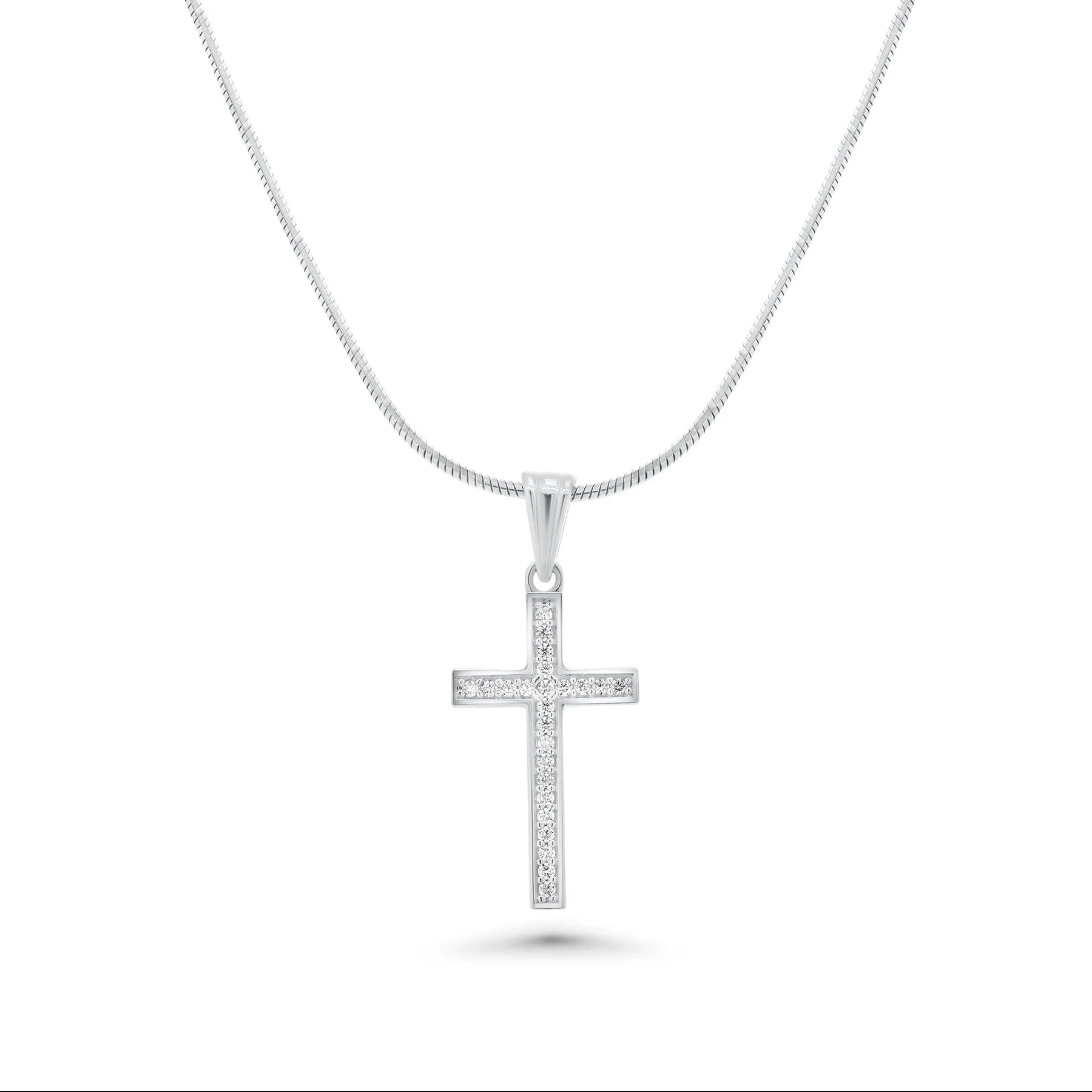 Rhodium 925 Silver Moissanite Classic Cross Pendant