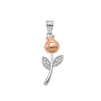Two-Tone Plated 925 Sterling Silver Moissanite Rose Pendant