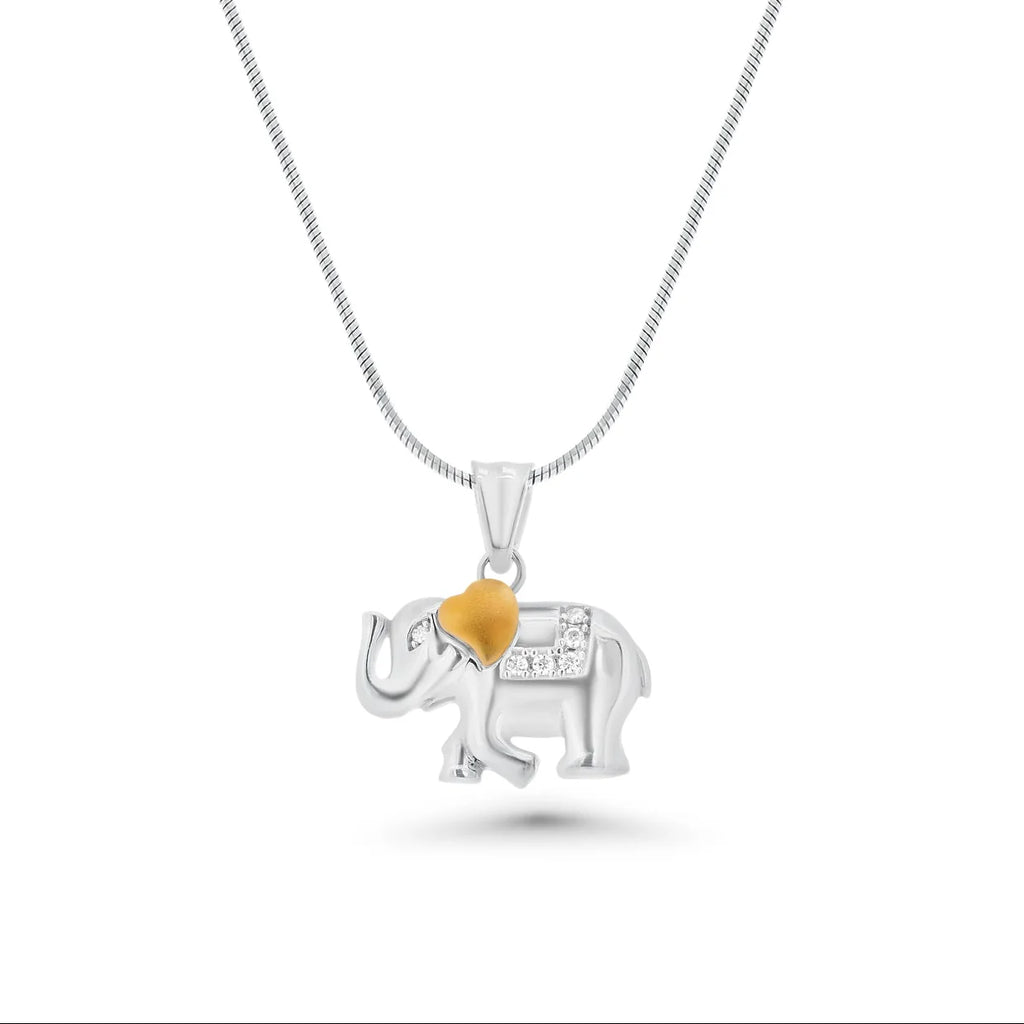 Two-Tone 925 Silver Moissanite Elephant Pendant