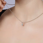 Rhodium 925 Silver Moissanite Four Prong Solitaire Pendant