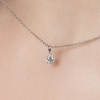 Rhodium 925 Silver Moissanite Four Prong Solitaire Pendant
