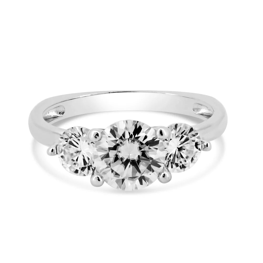 Rhodium 925 Silver Past Present & Future Moissanite Ring