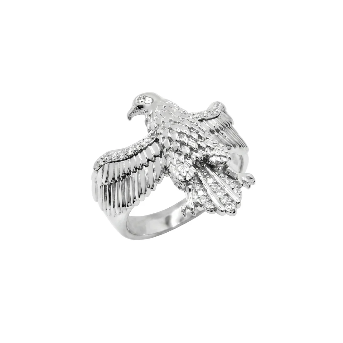 Rhodium 925 Silver Moissanite Men's Eagle Ring