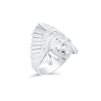 Rhodium 925 Silver Men's Moissanite Indian Chief Head Ring